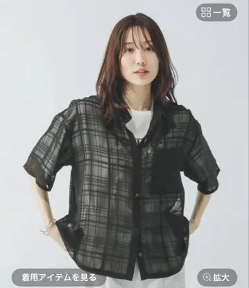 [새상품] 글로벌 워크 여성용 모듬 패턴 시어 셔츠 반팔