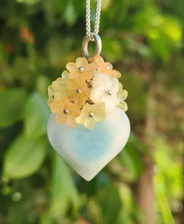 가격 인하 handmade 라리마 트로피컬 하트 목걸이