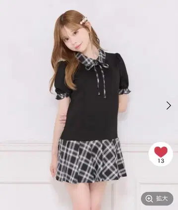 apresjour 체크 콤비 원피스