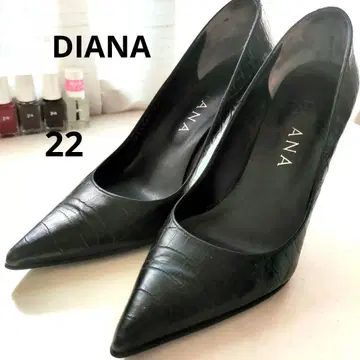 DIANA 블랙 크로커다일풍 스틸레토 하이힐 22