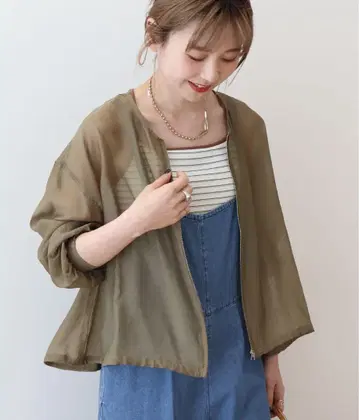 올리브 노카라 시어 ZIP 블루종