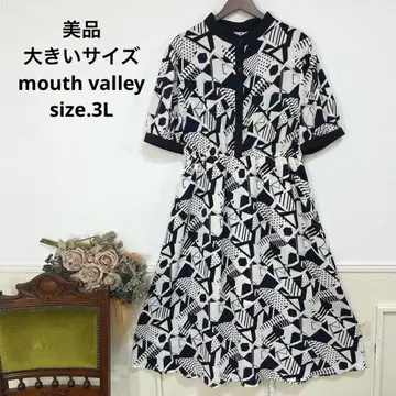 새상품급 빅 사이즈 mouth valley 흑백 원피스