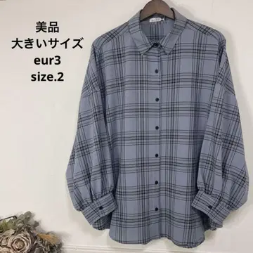 새상품급 빅 사이즈 eur3 체크 튜닉 셔츠