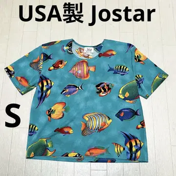 유159 구제 의류 USA Jostar 반팔 티셔츠 물고기 패턴 피쉬