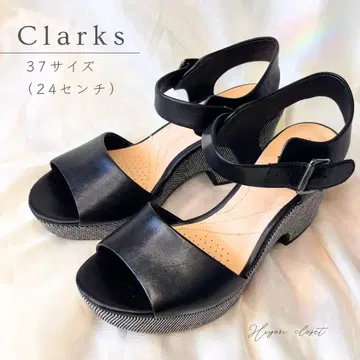 블랙 앵클 스트랩 샌들 Clarks 클락스 웨지솔