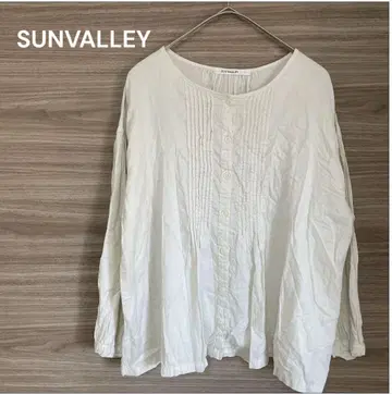SUN VALLEY [M] 화이트 긴팔 셔츠 핀턱 면 100%