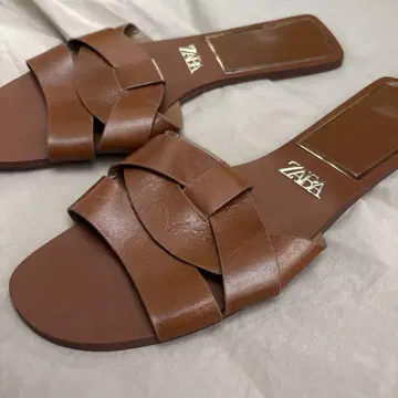 ZARA 자라 플랫 샌들 브라운 40 (25.0~26) 빅 사이즈