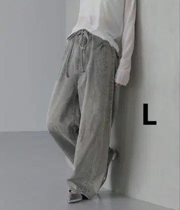 로리즈팜 이지 배럴 데님 팬츠 L 그레이
