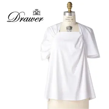 드로어 Drawer 반팔 티셔츠 개더 플레어 화이트 화이트