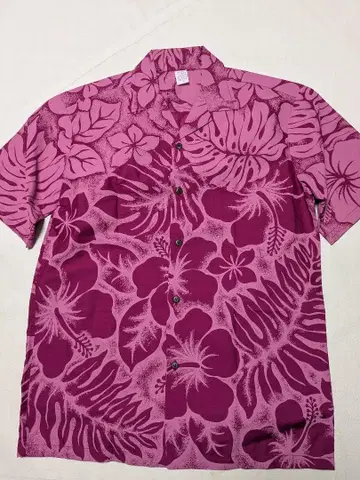 MADE IN HAWAII 알로하 셔츠 하이비스커스 코코넛 버튼