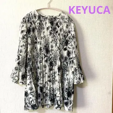 KEYUCA 플라워 프린트 플리츠 튜닉