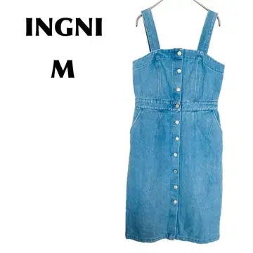INGNI/잉그 [M] 살로펫/데님 원피스 지퍼 무릎 기장 원피스