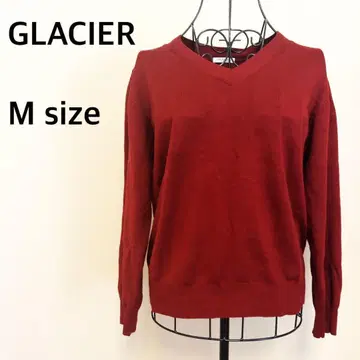 [ GLACIER ] 빨간색 니트탑/V넥/심플/무지/레드/스웨터