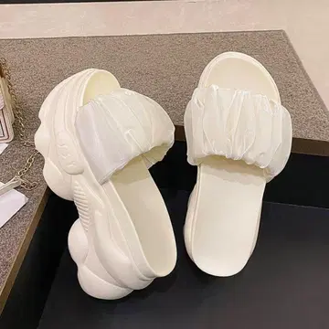 23.5cm 여성용 초 통굽 워드 샌들 쉬폰 화이트 445Y