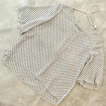 UNITED ARROWS 시어 컷 티셔츠 7부 소매 화이트 올 패턴