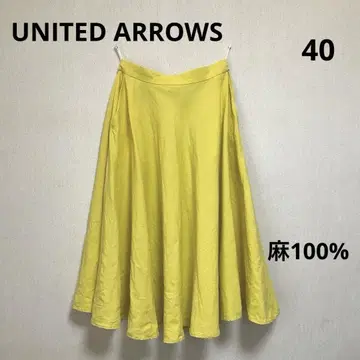 UNITED ARROWS TOKYO 린넨 플레어 스커트 옐로우 컬러 40
