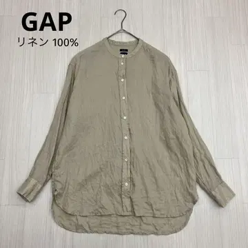 GAP 갭 린넨 마 100% 밴드 카라 긴팔 셔츠 XXS