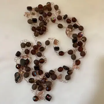 밀리카레가리 비즈 롱 목걸이 브라운 계열
