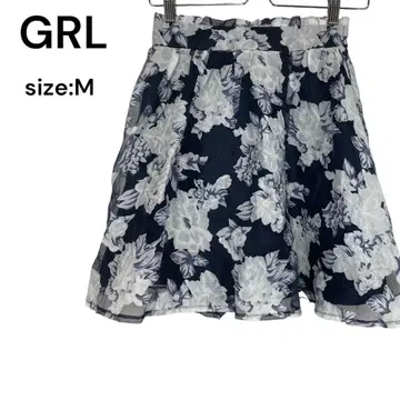 그레일 GRL 스커트 무릎 기장 꽃무늬 M 세련 고급 안감 있음