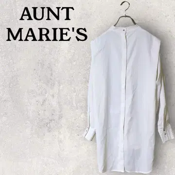 블라우스 화이트 AUNT MARIE'S 셔츠 롱 기장 비대칭