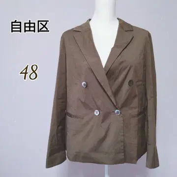 자유구 4XL 올리브 그린 더블 브레스트 테일러드 자켓 48