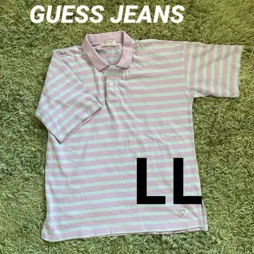 GUESS JEANS 퍼플 스트라이프 피케 셔츠 LL XL