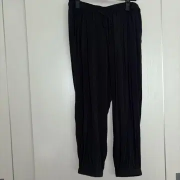 블랙 사루엘 팬츠 허리 끈 포함