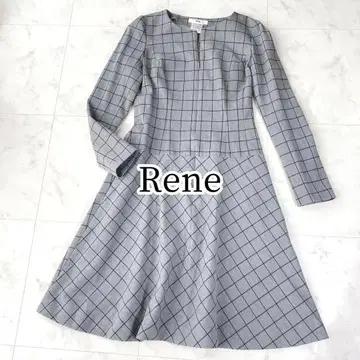 Rene 원피스 격자 체크 그레이 성숙한 여성 고급스러운 실루엣