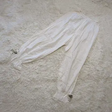사에라 HISCHRONE 면 100% 거즈풍 팬츠 밑단 레이스 비침 있음