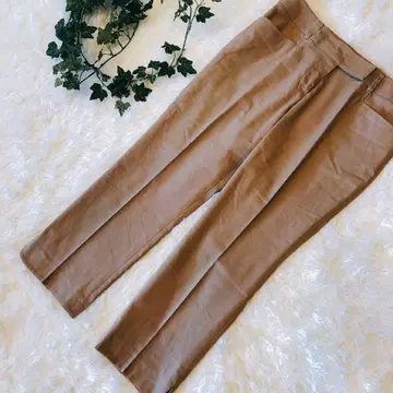 아비엔느 린넨 면 혼방 소재 다크 베이지 팬츠 9부 기장 40 사이즈