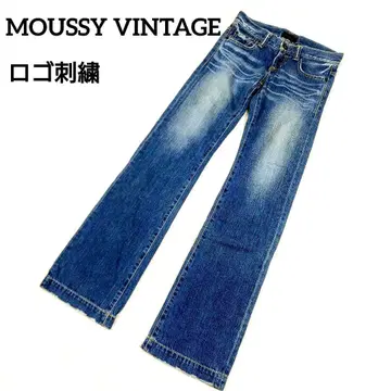 MOUSSY VINTAGE 로고 자수 플레어 데님 팬츠 허리 75cm