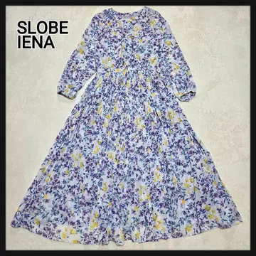 [컨디션 최상] SLOBE IENA 롱 원피스 꽃무늬 플리츠 A 라인 F