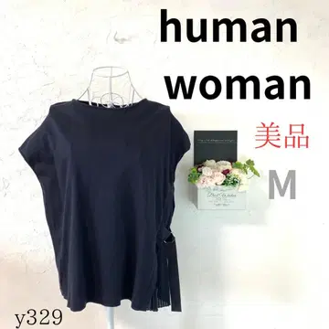 [휴먼 우먼] 여성용 티셔츠 슬리브리스 플리츠 블랙 M