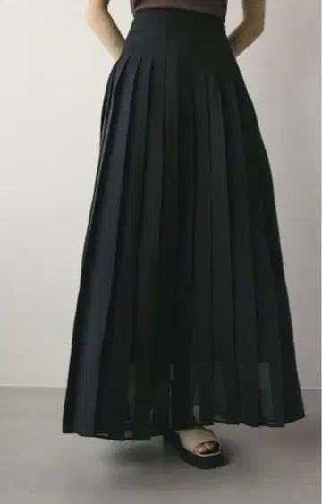 [새상품] STYLEMIXER 오간자 플리츠 스커트 BLACK