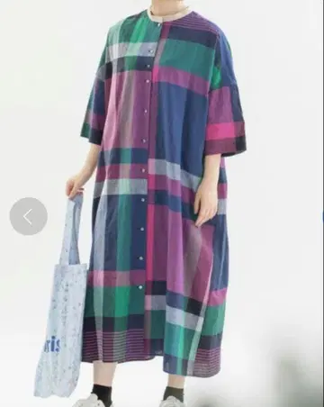 노프두노드 패널 체크 롱 원피스