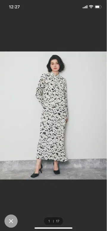미사용 꽃무늬 롱 슬리브 맥시 원피스