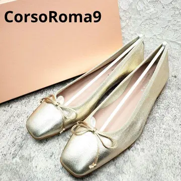 새상품 Corso Roma 9 메탈릭 골드 발레 슈즈 38