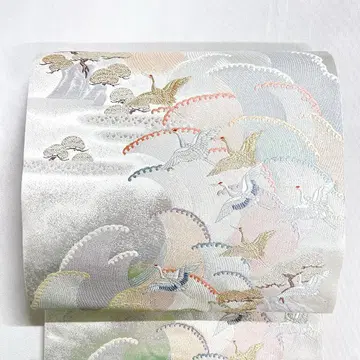 후쿠로 오비 물결 학 산 은사 기모노 오비 009k