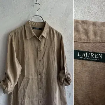 새상품급 LAUREN RALPH LAUREN 린넨 셔츠 베이지 L
