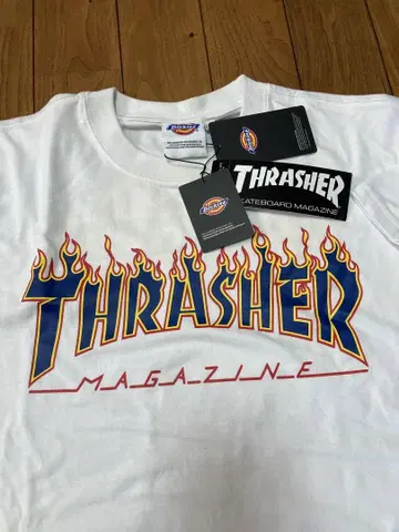 THRASHER 불꽃 로고 티셔츠 M 사이즈 화이트