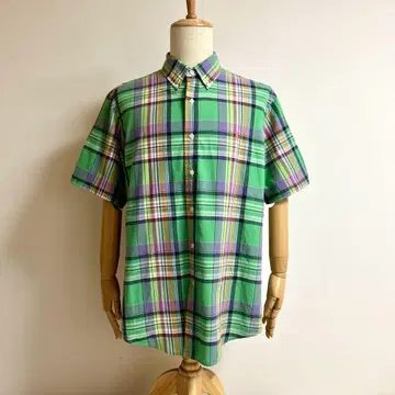 새상품급 랄프 로렌 CUSTOM FIT 체크 무늬 버튼 다운 셔츠 XL