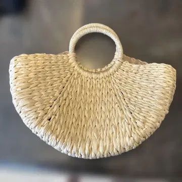 스트로우 베이지 바스켓백 약 40cm