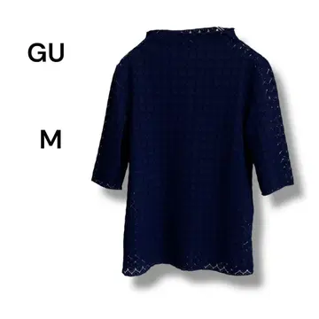 GU 네이비 레이스 짜임 상의 M 사이즈 지유 여성용 시어 소재