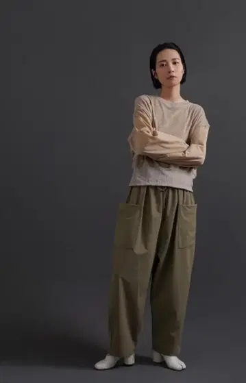 새상품급 CYAN TOKYO 시안 도쿄 와이드 테이퍼 나일론 사루엘
