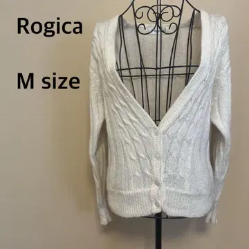 [Rogica] 크로셰 뜨개질 V넥 가디건/버튼/프론트 오픈/화이트