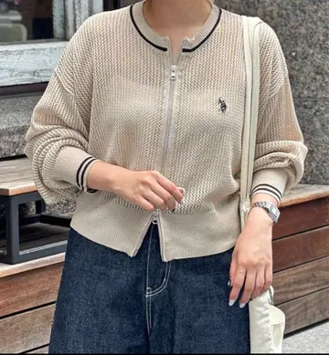 [ U.S. POLO ASSN. ] 크루넥 메쉬 가디건