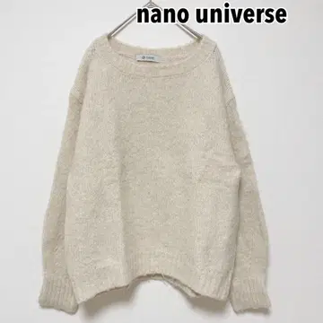 나노 유니버스 알파카 믹스 로우게이지 니트 스웨터 긴팔 아이보리