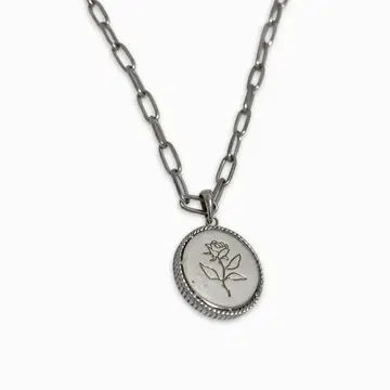 SMOKY BLUE rose coin necklace 실버 40cm