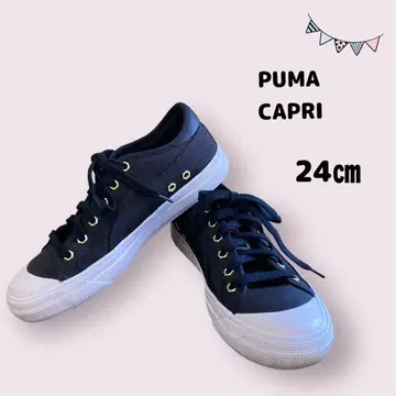 PUMA 카프리 럭스 스니커즈 타운 블랙 새상품급 캐주얼 24cm 통굽