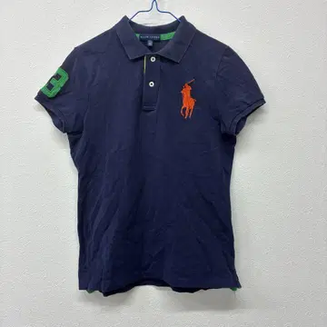 RALPH LAUREN 네이비 반팔 피케 셔츠 M 빅 포니 자수 사52